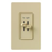 Speed and Light Control: Rocker/Single Slide, SPST, 2 Switches or Dials, 120V AC, Ivory Plate, 1.5 A (MPN S2-LFSQ-IV). Key specifications — Switch Design: Single Slide; Brand: LUTRON; Reversible: Not Reversible; Input Voltage: 120V AC; Compatible with Series: Fan/Light Dual Control.