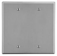 HUBBELL Wall Plate: Blank, 2 Gang, Gray, Std Size (MPN P23GY). Key specifications — Brand: HUBBELL; Material: Polycarbonate.