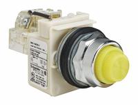 SCHNEIDER ELECTRIC Pilot Light: 30 mm Panel Mounting Size, Yellow, LED, 9001K Series (MPN 9001KT38LYY31). Key specifications — Series: 9001K; Brand: SCHNEIDER; Includes Push-To-Test: Push-To-Test Included.