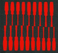 PROTO Foam Insert: Black/Red, 23 in Overall Wd, 16 in Overall Lg, 19 Compartments, Polyethylene Foam (MPN J12000FV). Key specifications — Material: Polyethylene Foam; Brand: PROTO; Color: Black; For Tool Type: Screwdrivers; Compatible Manufacturer Model Number: J12000S; Product Type: Foam Insert.