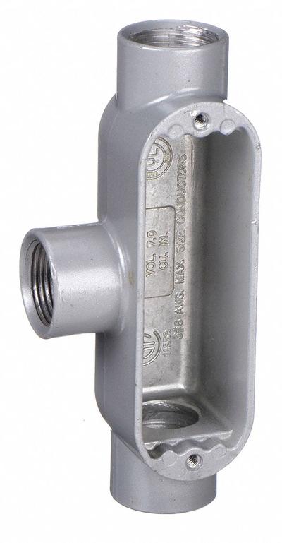 HUBBELL KILLARK Conduit Outlet Body: Aluminum, 1 1/4 in Trade Size, T Body, 32 cu in Body Capacity - T - Tee Type