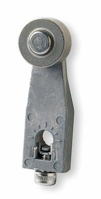 OMRON Limit Switch Lever Arm: Roller Lever, Adj, 2.09 in Arm/Operator Lg - Max (MPN D4AA10). Key specifications — Brand: OMRON; Roller Position: Front; Actuator Style: Rotary Lever Roller.
