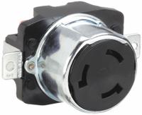BRYANT Locking Receptacle: Non-NEMA, Black, 250V DC/600V AC, 50 A Current Rating, 3 Poles, 4 Wires (MPN 3769). Key specifications — Brand: BRYANT.