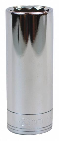 SK PROFESSIONAL TOOLS Socket: Metric, 1/2 in Drive Size, 23 mm Socket Size, 12-Point, Deep, Chrome (MPN 48023). Key specifications — attr1204417: SK PROFESSIONAL TOOLS; attr1204392: Chrome.