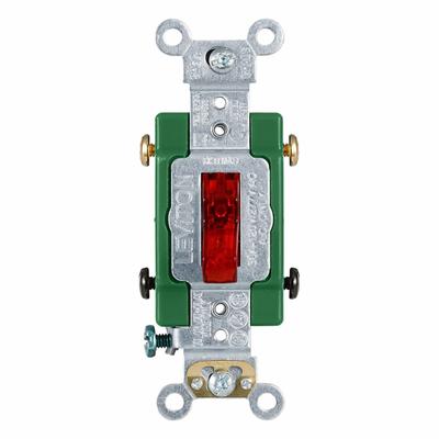 LEVITON Wall Switch: Toggle Switch, Double Pole, Maintained, Red, 120V AC - Toggle Wall Switches