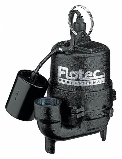FLOTEC Effluent Pump: 1/2 hp, 120V AC, Single Phase, 46 gpm Flow Rate @ 10' of Head - General Purpose Effluent Pumps