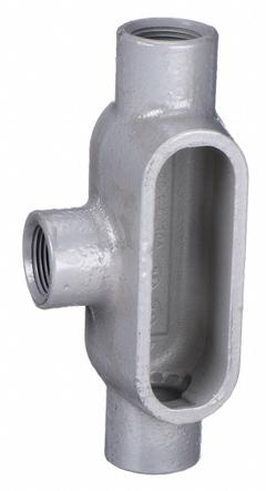 Conduit Outlet Body: Iron, 3/4 in Trade Size, T Body, 9.5 cu in Body Capacity, Threaded Hub (MPN T27). Key specifications — Finish: Powder Coated; For Use With: RMC; Brand: HUBBELL KILLARK; Hub Style: Threaded; Mfr. Series: Duraloy 7.