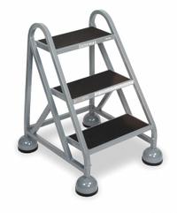 COTTERMAN Step Stool: 2.3 ft Overall Ht, 450 lb Load Cap, 3 Steps, Steel, 2.3 ft Standing Ht (MPN ST-300 A2 C1 P5). Key specifications — attr1051722: Rolling Step Stool; attr1055542: Not Stackable; attr1051712: Replacement Foot Pads; attr1051697: COTTERMAN; attr1051699: (4) Swivel; attr1051702: Gray; attr1051707: Rubber; attr1051708: Slip-Resistant.