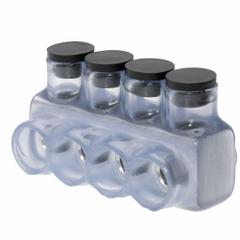POLARIS Multitap Connector: 4 Port, Single-Sided Entry, 6 AWG – 250 kcmil Wire Size, Clear (MPN IPL250-4CB). Key specifications — Body Material: Aluminum; Brand: POLARIS.