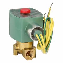 REDHAT Solenoid Valve: 2-Way, Normally Closed, 1/4 in Pipe Size, 12V DC, High Flow, Brass Body (MPN 8262H208LF 12/DC). Key specifications — Pipe Size: 1/4 in; Voltage: 12V DC; Brand: REDHAT.