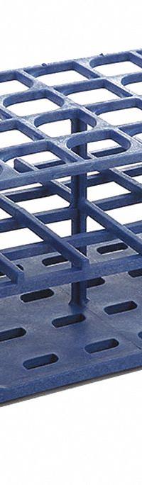 Tube Rack: 3 3/8 in Overall Wd, 10 in Overall Ht, 4 in Overall Lg, POM, Blue, (40) Wells, Benchtop (MPN HS27513B). Key specifications — Material: POM; Mounting Location: Benchtop; Color: Blue; Product Type: Test Tube Rack; Total Holding Capacity: (40) Wells; Brand: HEATHROW SCIENTIFIC.