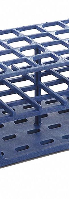 Tube Rack: 3 3/8 in Overall Wd, 10 in Overall Ht, 4 in Overall Lg, POM, Blue, (40) Wells, Benchtop (MPN HS27513B). Key specifications — Material: POM; Mounting Location: Benchtop; Color: Blue; Product Type: Test Tube Rack; Total Holding Capacity: (40) Wells; Brand: HEATHROW SCIENTIFIC.