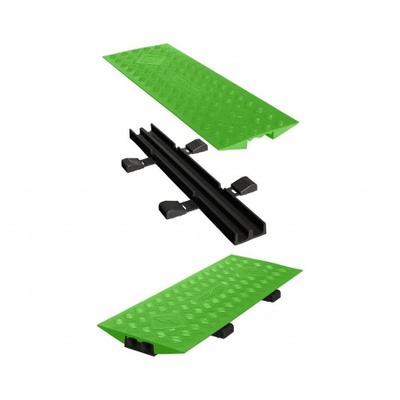CHECKERS HI-VIZ CABLE PROTECTOR: 2 Channels, Drop Over, 1 1/2 in Max Cable Dia - 2-Channel Hinged-Cover Cable Ramps