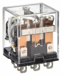 OMRON General Purpose Relay: Socket Mounted, 10 A Current Rating, 12V DC, 3PDT, 11 Pins/Terminals (MPN LY3-DC12). Key specifications — Brand: OMRON; Base Type: Square; Mounting Style: Plug-In; Pin Shape: Flat; Electrical Connection: Plug-In; Manufacturer Part Number: LY3-DC12; Operating Current: 10 A at 24V DC (Resistive Load); Series: LY Series.