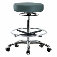 Stool: Vinyl, Ht Range 25 1/2 in to 35 1/4 in, 17 in Seat Wd, 17 in Seat Dp, 0 Glides, 5 Casters (MPN BR-VHBSO-CR-CF-CC-8546). Key specifications — Brand: APPROVED VENDOR; Foot Support: Yes; Base Material: Aluminum; ESD-Safe: Not ESD Safe; Number of Casters: 5.