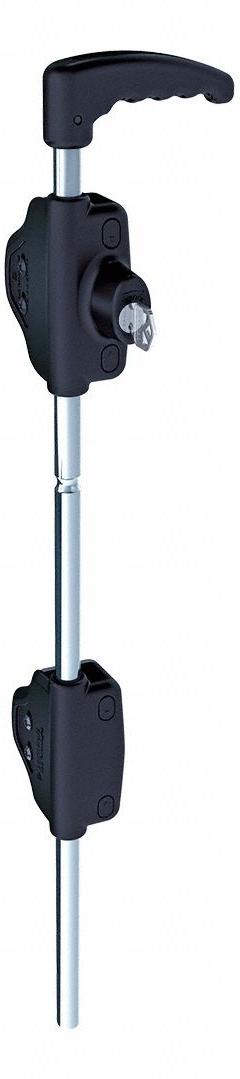 LOKKBOLT Drop Rod: Drop Rod, Drop Rod, 9/16 in Bolt Head Dia, LokkBolt 24", Steel, 8 Mounting Holes (MPN LB124BX-KSA). Key specifications — Brand: LOKKBOLT; Color: Black; Finish: Polished; Latch Type: Drop Rod; Hardware Included: Yes; Material: Steel; Product Type: Drop Rod.