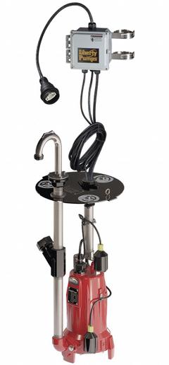 LIBERTY PUMPS Grinder Pump System: 2 hp, 208/230V AC, 50 gpm @ 10' of Head, 110 ft Max. Head, NPT (MPN LSG202-REX). Key specifications — Rated Voltage: 208/230V AC; Discharge Location: Top; Brand: LIBERTY PUMPS; Alarm: Included; Retrofit for Brand & Series: E/One® Extreme D.