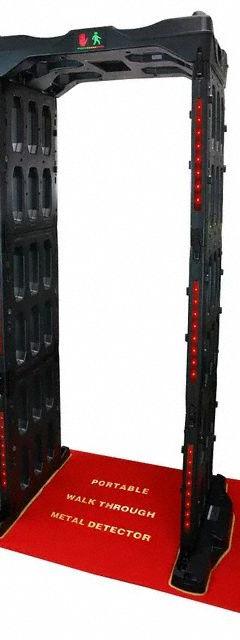 METAL DEFENDER Walk-Through Metal Detector: 3 Zones, 86 5/8 in x 35 7/8 in x 35 7/8 in (MPN TS-P1). Key specifications — Battery Chemistry: Lithium Ion; Brand: METAL DEFENDER; Alert Type: Sound; Power Source: Electrically Corded with Battery Backup.