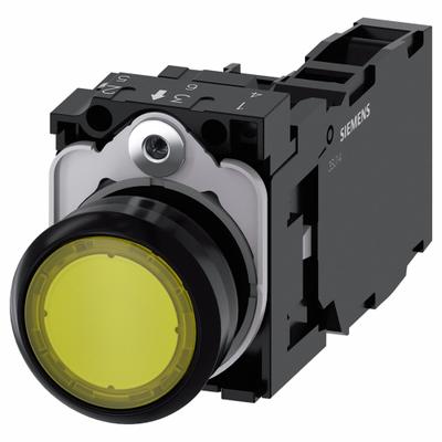 Siemens Illuminated Push Button: Illuminated, Flush Profile, Non-Metallic, 22 mm - Illuminated Flush-Mount Push Buttons