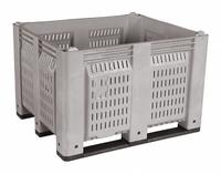 DECADE PRODUCTS Bulk Container: 25.4 cu ft, 48 in x 40 in x 31 in, Lid Not Included, 4-Way Entry (MPN M022000-104). Key specifications — Brand: DECADE PRODUCTS; Stackable: Stacking Capable; Shape: Rectangular; Runner Location: Long Side; Fork Entry: 4-Way Entry; Container Wall Type: Vented; Mobility: Stationary; Fork Pockets: Fork Pockets Included.