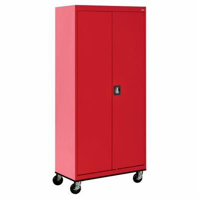SANDUSKY Shelf Cabinet: Casters, 36 in x 24 in x 78 in, Recessed, Keyed, 4 Shelves - Commercial Mobile Shelf Cabinets