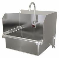 SANI-LAV Hands-Free Sink: 1 Stations, 7 in Bowl Dp, 17 in Bowl Lg, 14 in Bowl Wd, Faucet Included (MPN 707A). Key specifications — Includes Side Splash: Side Splash Included; Series: Stainless Steel Hand Wash Sink; Brand: SANI-LAV; Power Source: AC Powered.