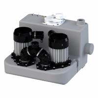 SANIFLO Sink Drain Pump System: 8.5 gal, 2 hp, 220/240V AC, 53 ft Max. Head, 16 A, Polyethylene, Top (MPN 028). Key specifications — Brand: SANIFLO; Rated Voltage: 220/240V AC; Discharge Location: Top.