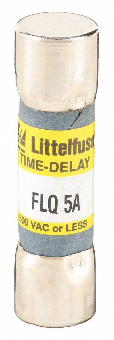 LITTELFUSE Fuse: FLQ Series, Midget, Time-Delay, 5 A, 500 V AC, 300 V DC - Time-Delay Cylindrical Fuses