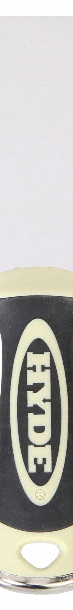 HYDE Putty Knife: Bld. Mat. Carbon Steel, Hdl. Mat. Polypropylene/TPE, Bld. Shp. Straight (MPN 06222). Key specifications — attr1004888: HYDE; attr1029665: Full.