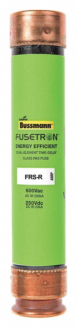 BUSSMANN Fuse: Class RK5, FRS-R Series, Time-Delay, 1 A, 600 V AC, 300 V DC - Time-Delay Cylindrical Fuses