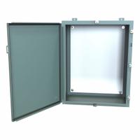 HAMMOND Electrical Enclosure: Steel, 30 in x 24 in x 12 in, NEMA 12/13/3R/4, w/Panel, Solid Cover (MPN 1418N4K12). Key specifications — Closure Method: Clamps; Brand: HAMMOND; Knockouts: Not Included.
