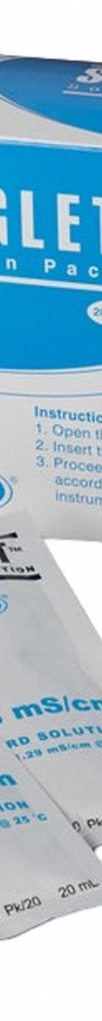 HACH Singlet Conductivity Standard: Lab, 20 mL Volume, Pouch, 0, Solution, 2771520, 1. Key specifications — Brand: HACH; CAS Number: 0; Chemical Family Type: Solution; Chemical Grade: Lab; Concentration: 12.88 mS/cm at 25°C ±10% at 25°C; Container Type: Pouch; Manufacturer Part Number: 2771520; Product Type: Singlet Single-Use Conductivity Standard Solution.