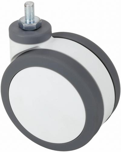 APPROVED VENDOR Stem Caster: Swivel, 4 15/16 in Wheel Dia., Metric, 3 1/8 in Wheel Wd - Twin-Wheel Threaded Stem Casters for Medical Equipment