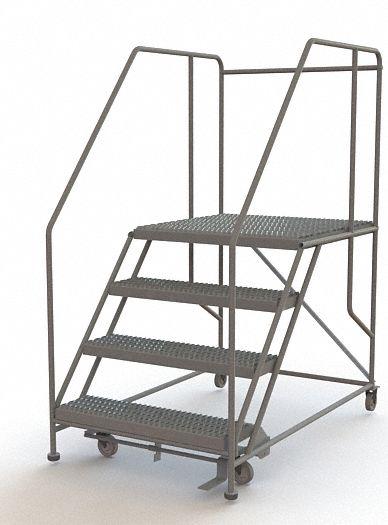 TRI-ARC Mobile Work Platform: 3.3 ft Platform Ht - Max, 36 in x 35 in, Steel - Manual-Lock Rolling Single-Access Platforms