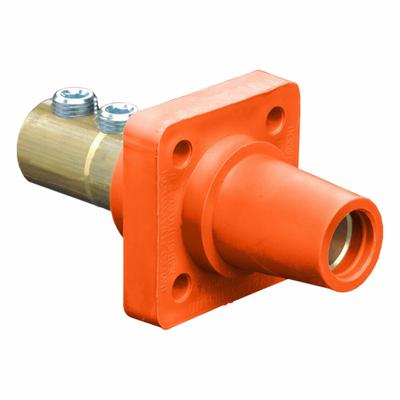 LEVITON Single Pole Receptacle: Orange, Straight Taper Nose Mating, Double Set Screw Termination - Receptacles with Set Screw Terminations