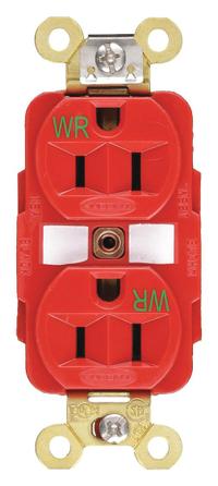 HUBBELL Receptacle: Duplex, 5-15, Red, 125V AC, 15 A, 2 Pole / 3 Wire (MPN HBL5262RWR)