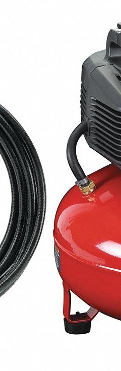 PORTER CABLE Portable Air Compressor: Oil Free, 6 gal, Pancake, 0.8 hp, 2.6 cfm @ 90 psi, 120V AC (MPN C2002-WK). Key specifications — attr48686: Oil Free; attr48685: 120V AC; attr48678: 10 A; attr48688: OSHA Safety Nozzle; attr48671: PORTER CABLE; attr124308: Standard (75 dBA or more).
