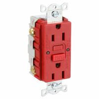 HUBBELL GFCI Receptacle: Duplex, 5-15, Red, GFCI, 125V AC, 15 A, 2 Pole / 3 Wire (MPN GFR15R)