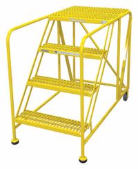 COTTERMAN Work Platform: 3.3 ft Platform Ht - Max, 36 in x 48 in, Steel, 800 lb Load Capacity (MPN 4WP3648A3B8AC2P6). Key specifications — Folding: Not Foldable; Mobility: Rolling; Components Included: Rubber Foot Pads; Use Location: Indoor; Brand: COTTERMAN; Color: Yellow; Height Adjustability: Fixed Height; Includes Handrails: Handrails Not Included.