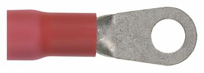 PANDUIT Ring Terminal: Red, Vinyl Insulation, 1/4 in Stud Size, 8 AWG to 8 AWG Wire Sizes - Insulated Ring Terminals