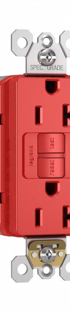 PASS & SEYMOUR Duplex Receptacle: Hospital Grade, Duplex, 5-20R, Red, GFCI, 125V AC, 20 A (MPN 2097HGRED). Key specifications — attr1367147: PASS & SEYMOUR.