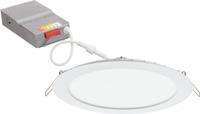 JUNO Downlight: 8 in Dia, 1,640 lm, 2700K/3000K/3500K/4000K/5000K, 19.7 W, 120V AC, White (MPN WF8 SWW5 90CRI MW M6). Key specifications — Trim Color: White; LED Replacement For: 100W; Dimmable: Yes; Color Temperature: 4000K; Brand: JUNO; Voltage: 120V AC.