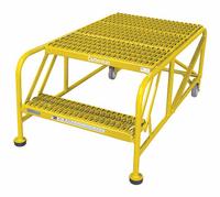 COTTERMAN Work Platform: 1.7 ft Platform Ht - Max, 36 in x 36 in, Steel, 800 lb Load Capacity (MPN 2WP3636A3B8AC2P6). Key specifications — Folding: Not Foldable; Mobility: Rolling; Components Included: Rubber Foot Pads; Use Location: Indoor; Brand: COTTERMAN; Color: Yellow; Height Adjustability: Fixed Height; Includes Handrails: Handrails Not Included.