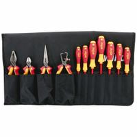 WIHA Insulated Tool Kit: Insulated, 11 Total Pcs, Tool Roll (MPN 32986). Key specifications — attr541600: (1) Long-Nose Pliers; attr541603: None; attr541599: (1) Cable Cutter; attr541604: (1) Wire Stripper; attr541515: WIHA; attr548994: (3) Slotted Screwdrivers.