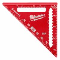 MILWAUKEE TOOL & EQUIPMENT Rafter Square: 1/4 in_3/8 in Center-to-Edge Heel Wd, 1/8 in, Top, Inches (MPN MLSQ040). Key specifications — attr936133: Etched; attr936134: 1/16 in; attr948788: 1/8 in; attr934763: MILWAUKEE TOOL & EQUIPMENT; attr984589: Inch; attr984960: Aluminum.