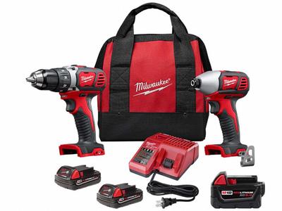 MILWAUKEE Cordless Combination Kit: 2 Tools, Drill/Impact Driver, 18 V DC Volt - Milwaukee 18V Cordless Tool Combination Kits