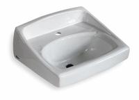AMERICAN STANDARD Bathroom Sink: Lucerne™, White, Vitreous China, 18 1/4 in Overall Lg, Single Hole (MPN 0356421.020). Key specifications — Series: Lucerne™; Includes: Front Overflow, Self Draining Deck Area with Contoured Back and Side Splash Shields, Wall Hanger, Concealed Arm Support; Color: White; Brand: AMERICAN STANDARD; Sink Type: Bathroom; Material: Vitreous China; Sink Material: Ceramic.