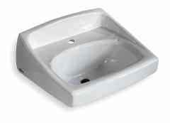 AMERICAN STANDARD Bathroom Sink: Lucerne™, White, Vitreous China, 18 1/4 in Overall Lg, Single Hole (MPN 0356421.020). Key specifications — Series: Lucerne™; Includes: Front Overflow, Self Draining Deck Area with Contoured Back and Side Splash Shields, Wall Hanger, Concealed Arm Support; Color: White; Brand: AMERICAN STANDARD; Sink Type: Bathroom; Material: Vitreous China; Sink Material: Ceramic.