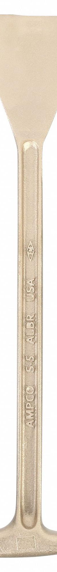 AMPCO Scraper: Bld. Mat. Nickel Aluminum Bronze, Hdl. Mat. Nickel Aluminum Bronze, Stiff (MPN S-5). Key specifications — attr1004902: AMPCO; attr1012057: Full; attr1014703: Nonsparking Metal; attr1017570: Standard End; attr1029655: Straight; attr1034073: Bevel/ Offset.