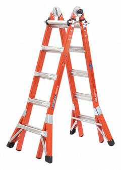 WERNER Combination Ladder: 5 Configurations, Fiberglass, 300 lb Load Capacity, 50 lb Wt, 19 ft (MPN FMT-22). Key specifications — Brand: WERNER.